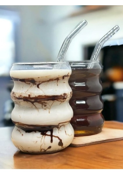Isıya Dayanıklı Borosilikat Helezon Stil Pipetli Bardak, Kahve ve Sunum Bardağı Borosilikat Bardak