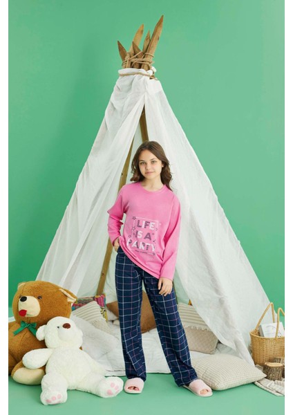 Genç Kız Aydoğan Pamuklu Pijama Takımı 240772 Pembe modelleri