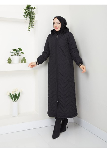 Nermin Büyük Beden Kadın Tesettür Içi Kürklü Tam Boy Kapitone Mont fırsatları