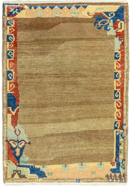 Benet El Dokuma Kahverengi Yün Halı 93X133 cm