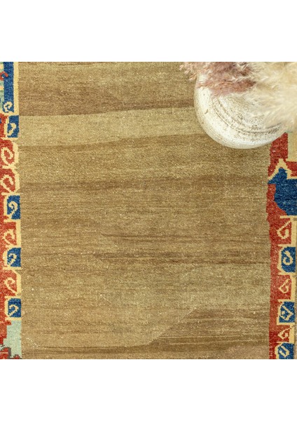Benet El Dokuma Kahverengi Yün Halı 93X133 cm modelleri