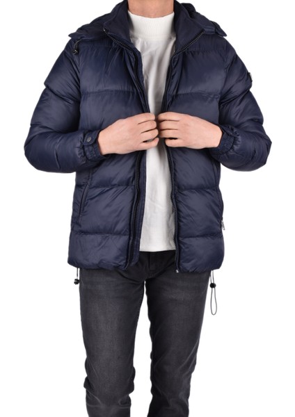 BRG-80177 Kapüşonlu Mont /lacivert/3xl