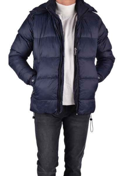 BRG-80177 Kapüşonlu Mont /lacivert/3xl