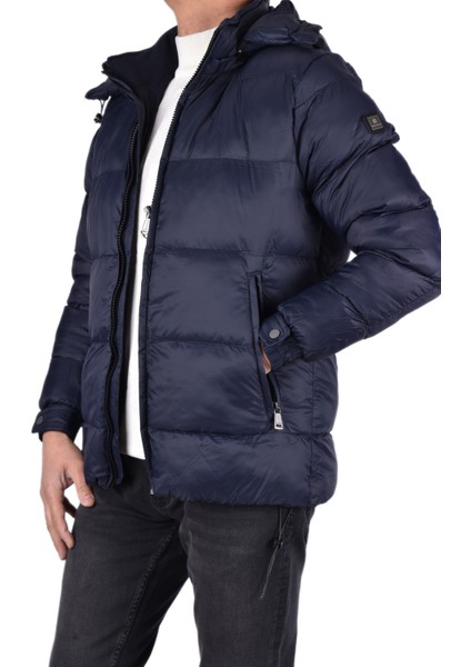 BRG-80177 Kapüşonlu Mont /lacivert/3xl