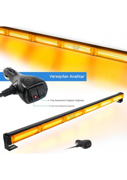 Turuncu Tepe Çakar Bar LED 90CM 12-24V Off Road Çekici Traktör Ikaz Lambası Çakar 15 Modlu