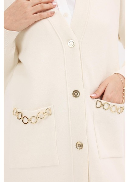 Kadın Ekru Piliseli Uzun Hırka fırsatları