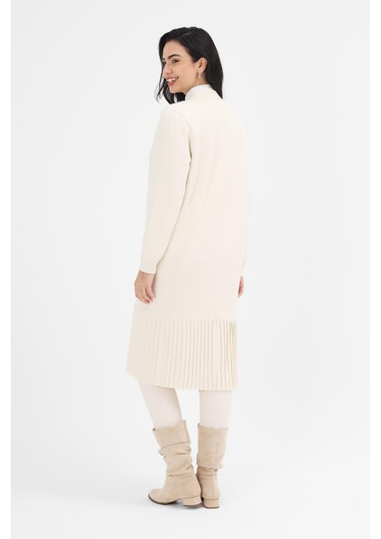 Kadın Ekru Piliseli Uzun Hırka indirimleri