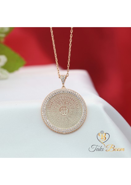 Dualı Kolye Beyaz Taşlı Allahın 99 İsmi Esmaül Hüsna Gümüş Kolye