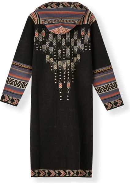 Kadın Siyah Dama Desenli Hırka
