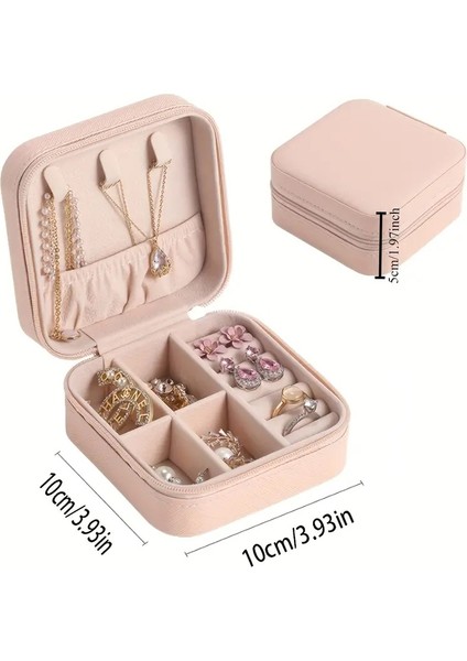 Mini Takı Organizeri, 2 Bölmeli Seyahat Boy Takı Organizeri 10CM- Pembe indirimleri