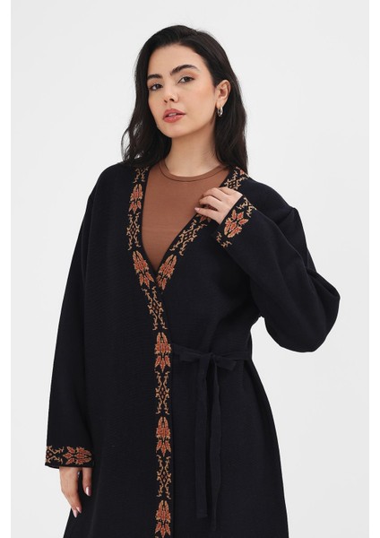 Kadın Lacivert Etnik Desenli Kimono modelleri