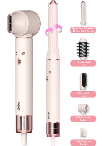 Pro Airwrap Compact Uzun Multi-Styler Hava Üfleme 5in1 Saç Şekillendirici Bldc Motor SHD-1719