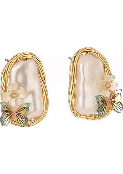 El Yapımı Inci Çiçek Küpe (Yurt Dışından)