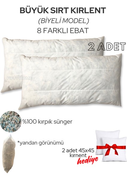 2li Büyük Sırt Kırlent Iç Dolgu - 8 Farklı Ebat - Koltuk Sırt Kırlenti Minder Biyeli Model