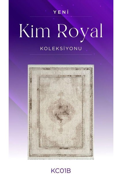 Kim Royal KC01B Krem Vizon Akrilik Yumuşak Dokulu Klasik Motifli Halı