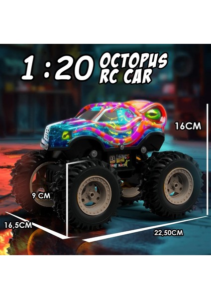 Işıklı Gövde 1:20 2.4ghz Uzaktan Kumandalı Şarjlı Araba Bigfoot Climbing Car Rock Crawler Renkli