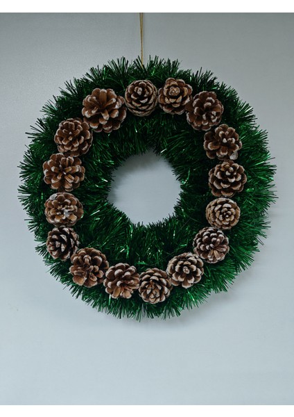 Yılbaşı Kapı Süsü Çelenk Yeni Yıl Noel Dekoratif Kapı Süsü - 30 cm - KS022