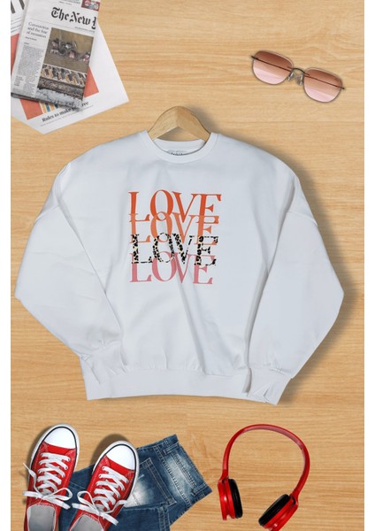 Kadın Love Baskılı Sweatshirt KT01899