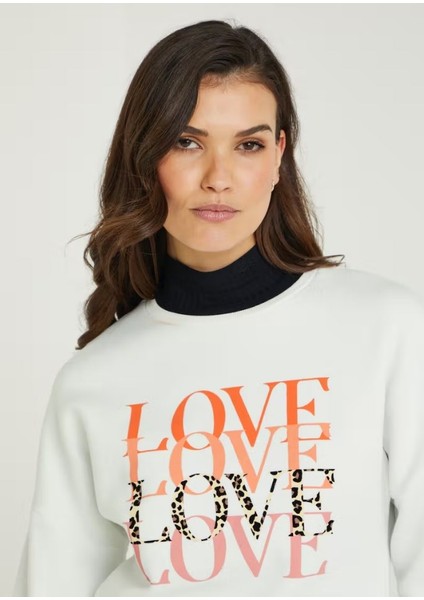 Kadın Love Baskılı Sweatshirt KT01899