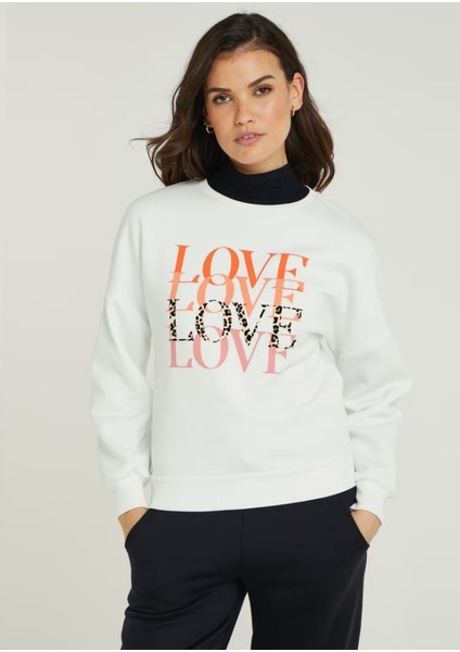 Kadın Love Baskılı Sweatshirt KT01899