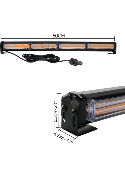 Turuncu Tepe Çakar Bar LED 60CM 12-24V Off Road Çekici Traktör Ikaz Lambası Çakar 15 Modlu