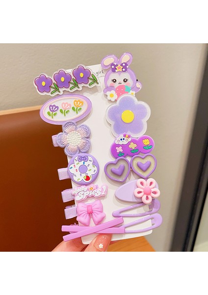 Kız Çocuk Tokası Tokası Çocuk Süslemeleri Sakura Mor Sevimli Tavşan 14 Parçalı Set (Yurt Dışından)