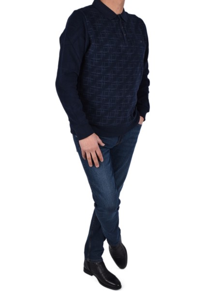 BRG-95007 Polo Yaka Desenli Sweat/lacivert/3xl fiyatları