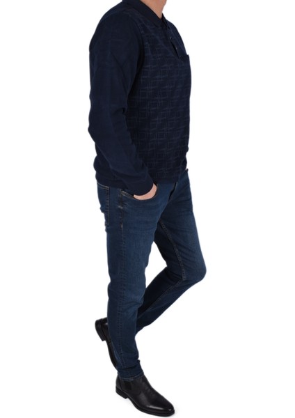 BRG-95007 Polo Yaka Desenli Sweat/lacivert/3xl modelleri