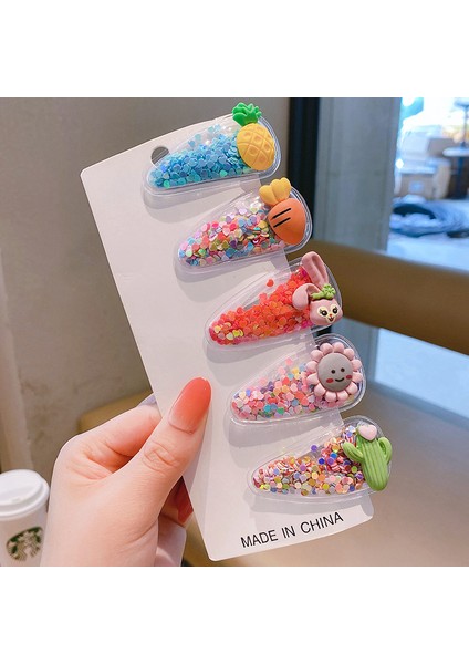 Çocuk Dekoratif Kız Çocuk Tokası Saç Tokası Ananas Kaktüs Saç Tokası 5'li Set (Yurt Dışından)