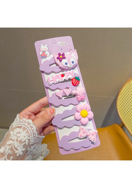 Kız Çıtçıtlı Tokalar Kız Dekoru Mor Tilki 5'li Set (Yurt Dışından)