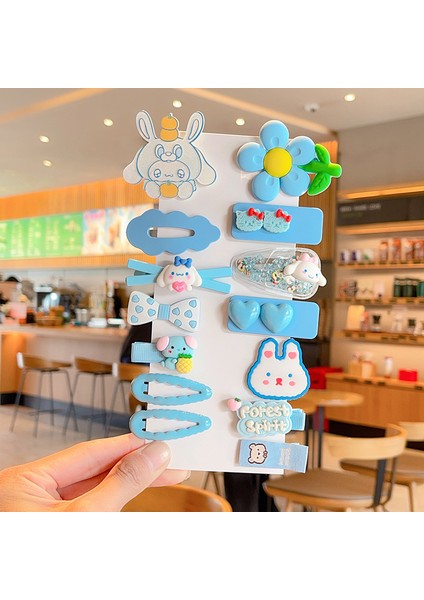 Çizgi Film Çocuk Dekoratif Kız Tokası Saç Tokası Mavi Tarçın Köpek 14 Parçalı Set (Yurt Dışından)