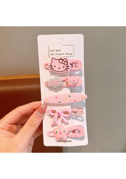 Karikatür Çocuk Tokaları Saç Aksesuarları Kız Süslemeleri Pembe Kedi Seti (Yurt Dışından)