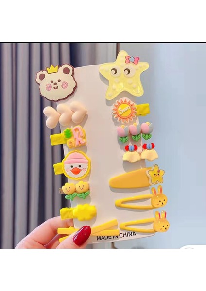 Çocuk Karikatür Tokası Kız Firkete Ayı 14 Parçalı Set (Yurt Dışından)