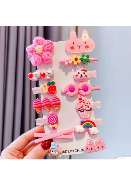 Çocuk Karikatür Toka Kız Saç Klipleri 14 Parçalı Set (Yurt Dışından)