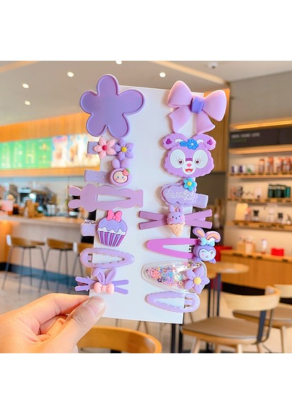 Çizgi Film Çocuk Dekoratif Kız Tokası Saç Tokası Mor Star Dew 14 Parçalı Set (Yurt Dışından)