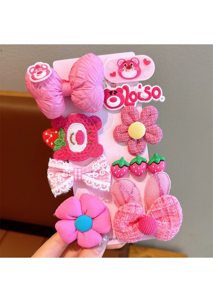 Kız Tokaları Saç Aksesuarları Çocuk Süslemeleri Pembe Set (Yurt Dışından)