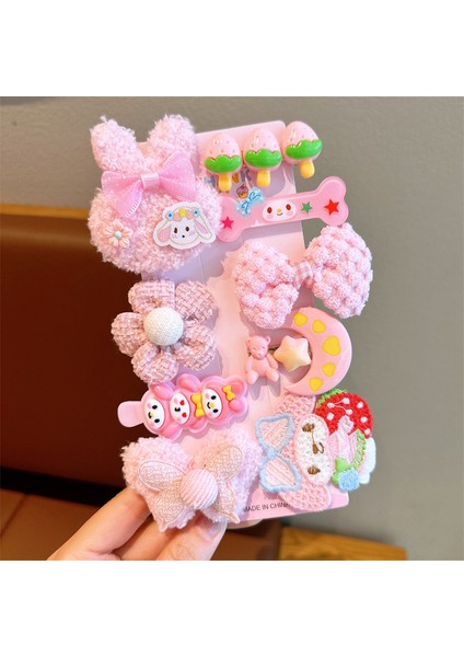 Kız Tokaları Saç Aksesuarları Çocuk Süslemeleri Açık Pembe Set (Yurt Dışından)