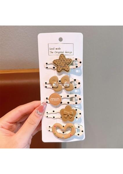 Karikatür Çocuk Saç Tokası Saç Aksesuarları Kız Dekorasyon Kahverengi Yıldız Seti (Yurt Dışından)