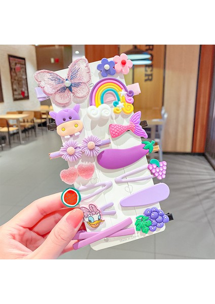 Çocuk Saç Aksesuarları Kız Firkete Toka Seti Mor (Yurt Dışından)