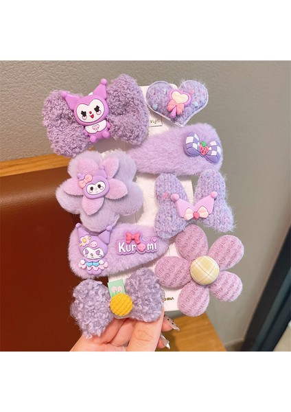 Kız Tokaları Saç Aksesuarları Çocuk Süslemeleri Mor Kuromi Sekiz Parçalı Set (Yurt Dışından)
