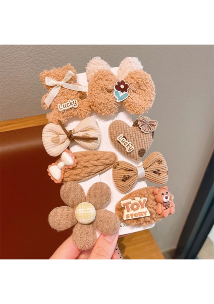 Kız Çocukları Için Saç Tokası ve Saç Aksesuarları, Çocuk Süslemeleri, Kahverengi Aşk Sekiz Parçalı Set (Yurt Dışından)