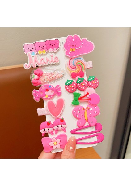 Kız Tokası Firkete Çocuk Dekorasyonu Tatlı Pembe Sevimli Tavşan 14 Parça Set (Yurt Dışından)