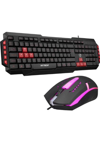 Gamy Siyah USB Kırmızı Tuşlu Q Gaming Oyuncu Klavye + Mouse Set Hyk-46