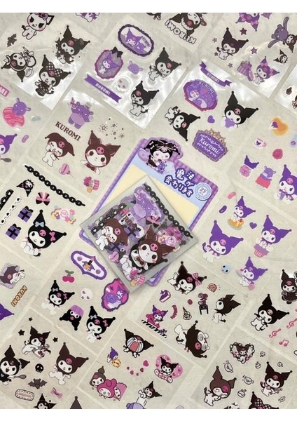 Sanrio Karakter Kuromi 25 Yaprak Pet Sticker Set Mavi Paket modelleri