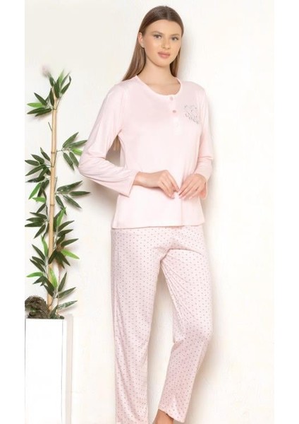 Mevsimlik Uzun Kol Pijama Takım Viskon Alperi 790-27