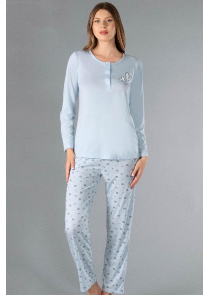 Mevsimlik Uzun Kol Pijama Takım Viskon Alperi 790-54