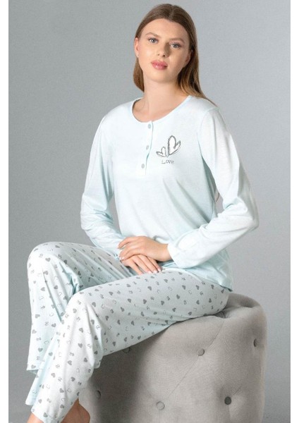Mevsimlik Uzun Kol Pijama Takım Viskon Alperi 790-54