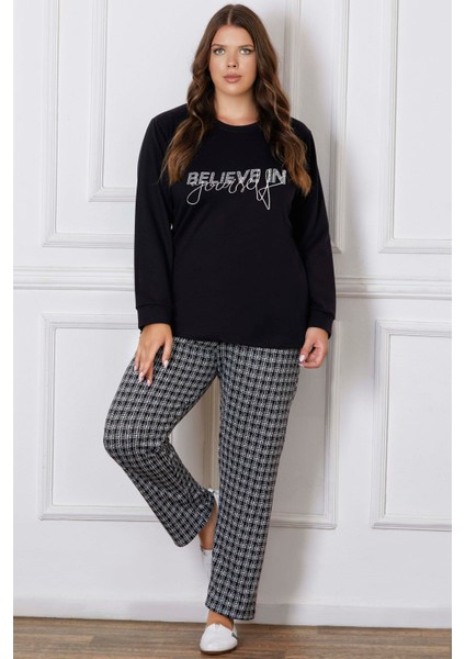 Büyük Beden Battal Uzun Kol Kışlık Pijama Takımı Dowry B09-130 fiyatları