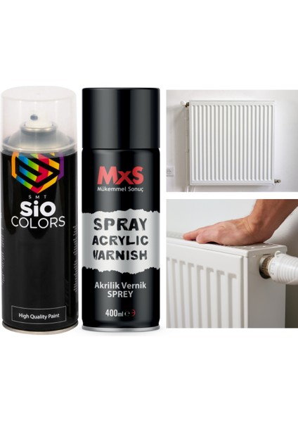 Isıya Dayanıklı Petek-Kalorifer-Radyatör-Klima Sprey Boya Seti 400 ml + Vernik 400 ml