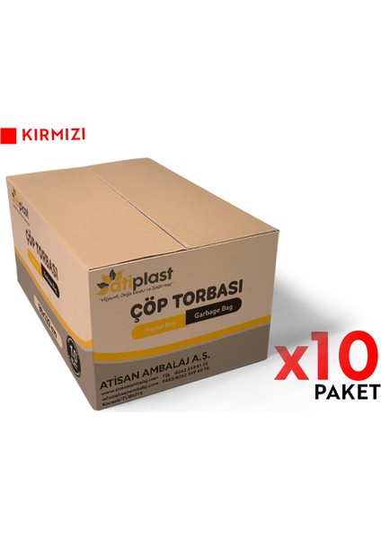 Çöp Torbası Endüstriyel Hantal Boy 1000 gr 100 x 150 cm Kırmızı 10 Rulo